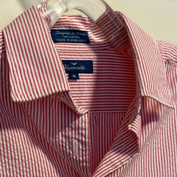 Faconnable Seersucker Shirt, Size M - Picture 5 of 9